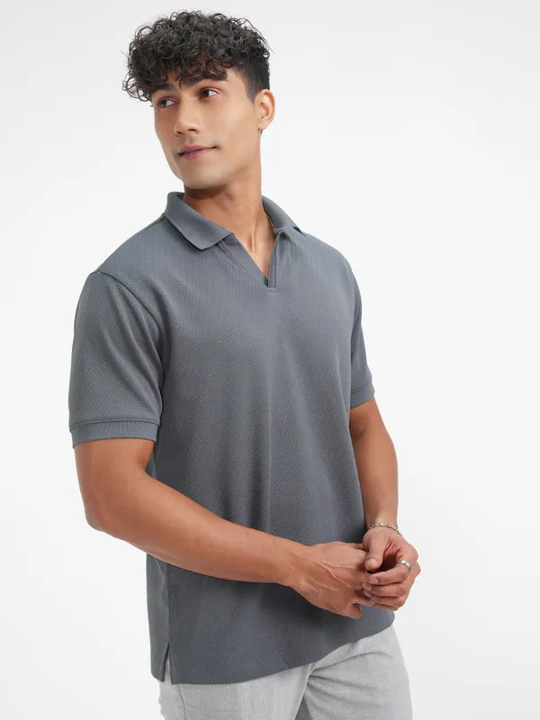 Solid Polo Collar T-Shirt
