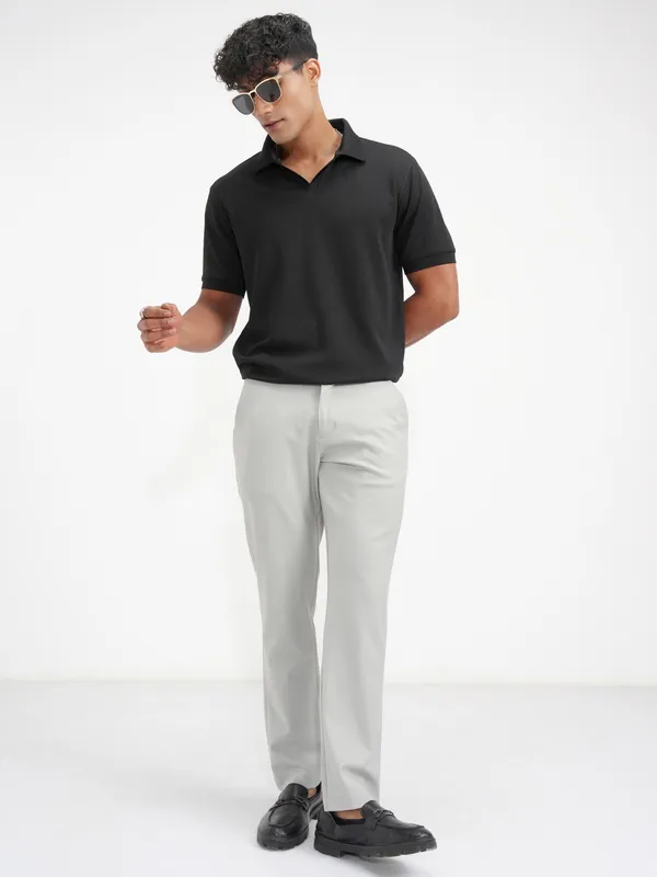 Highlander Men Black Solid Polo Collar T-Shirt