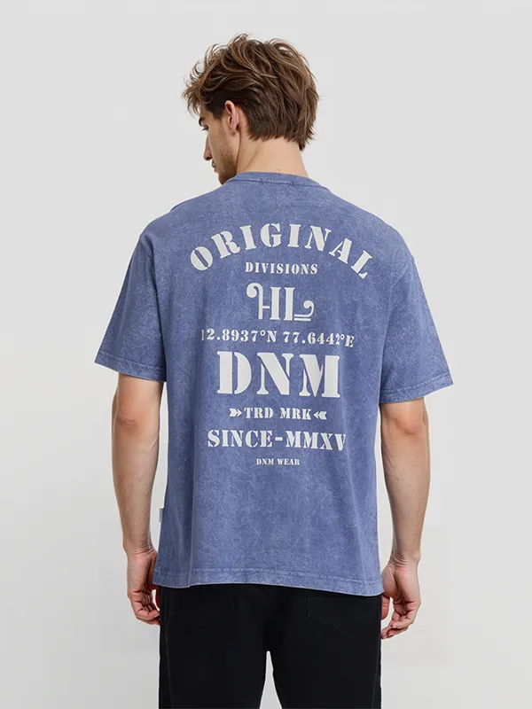 Highlander Men Blue Printed Round Neck T-Shirt