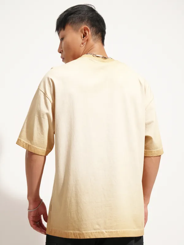 Highlander Men Brown Printed Round Neck Oversized Fit T-Shirt