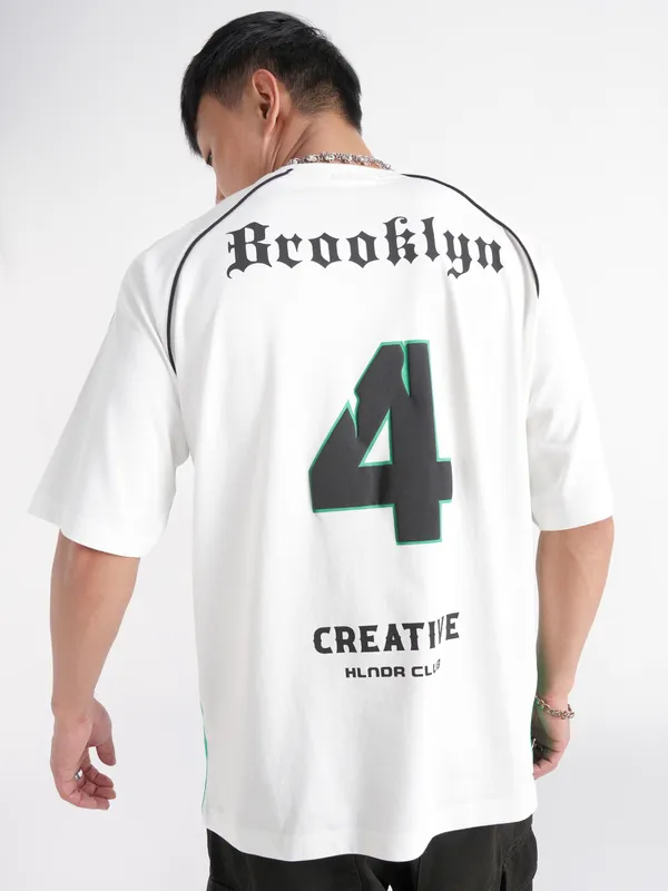 Highlander Men White Printed Round Neck T-Shirt