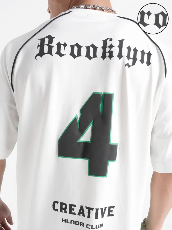 Highlander Men White Printed Round Neck T-Shirt