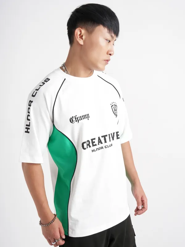 Highlander Men White Printed Round Neck T-Shirt