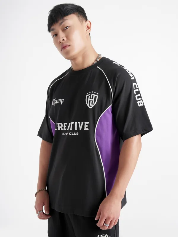 Highlander Men Black Printed Round Neck T-Shirt