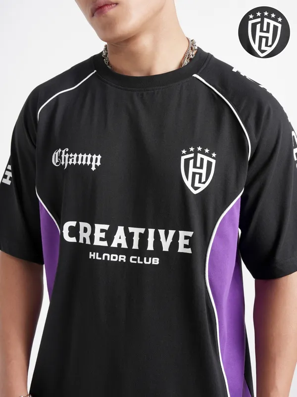 Highlander Men Black Printed Round Neck T-Shirt