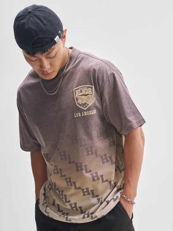 Highlander Men Lavender Printed Round Neck T-Shirt