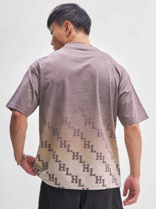 Highlander Men Lavender Printed Round Neck T-Shirt