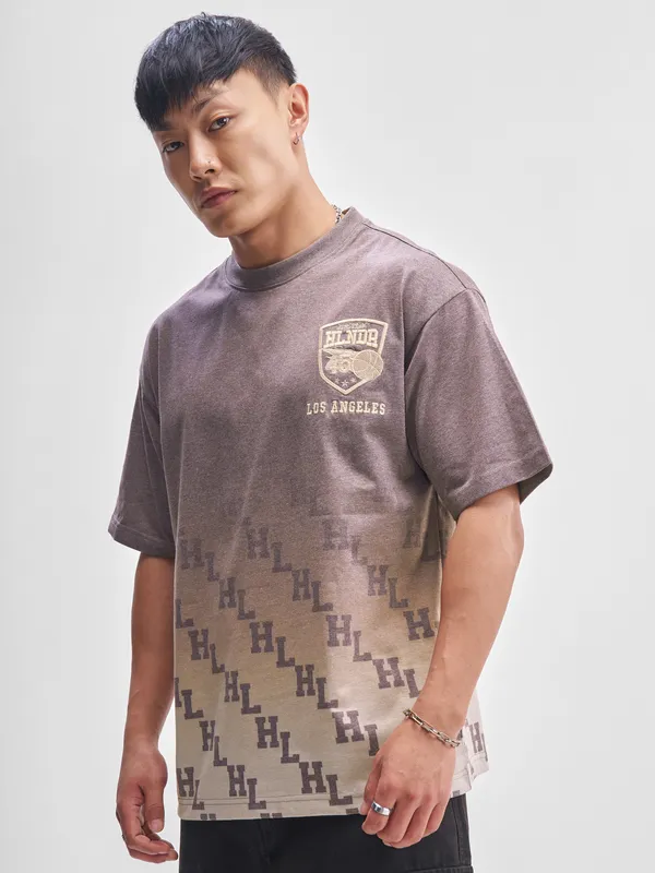 Highlander Men Lavender Printed Round Neck T-Shirt