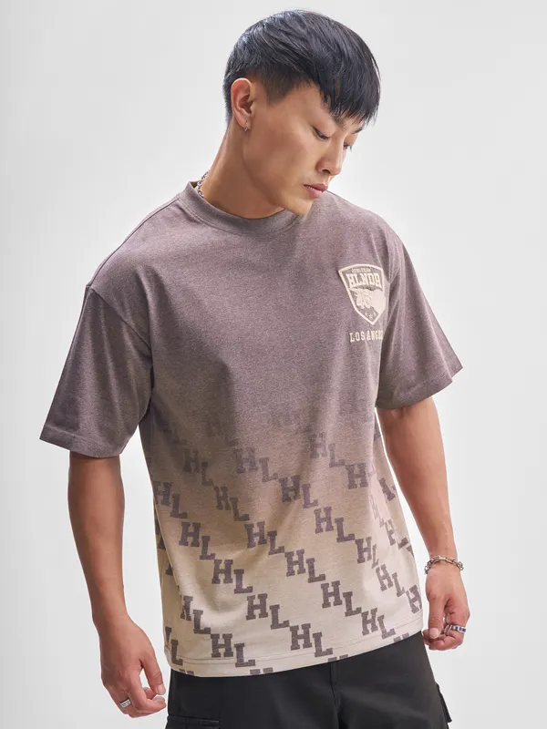 Highlander Men Lavender Printed Round Neck T-Shirt