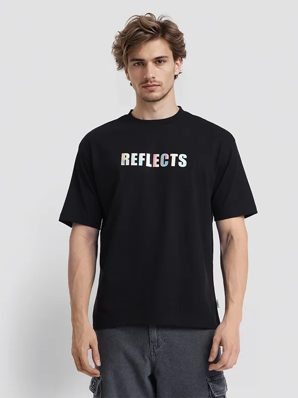 Highlander Men Black Printed Round Neck T-Shirt