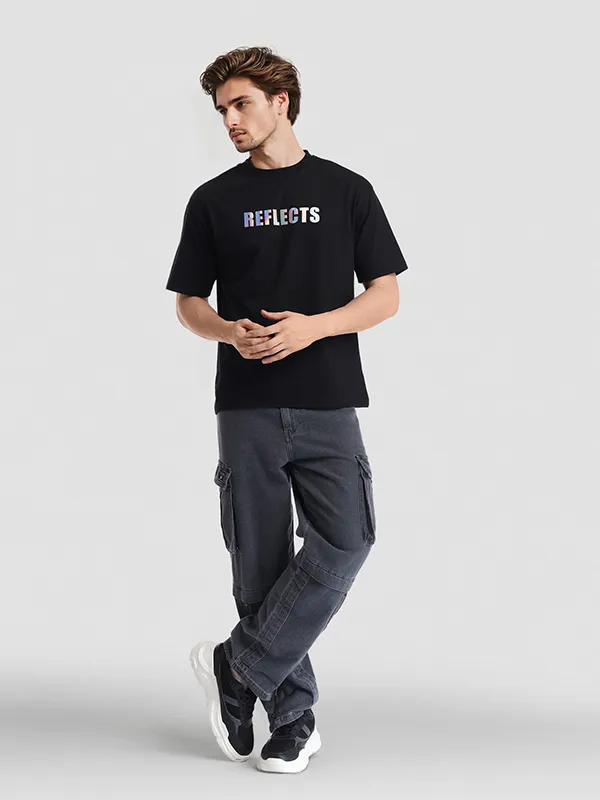 Highlander Men Black Printed Round Neck T-Shirt