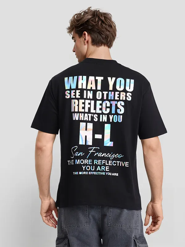 Highlander Men Black Printed Round Neck T-Shirt