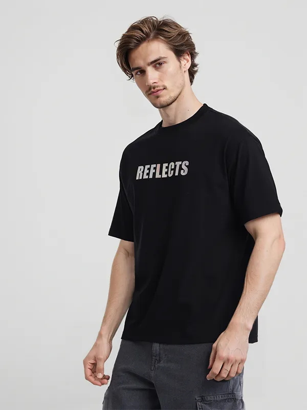 Highlander Men Black Printed Round Neck T-Shirt