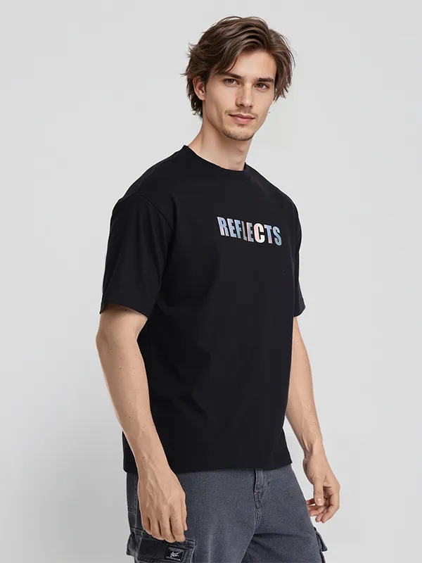 Highlander Men Black Printed Round Neck T-Shirt