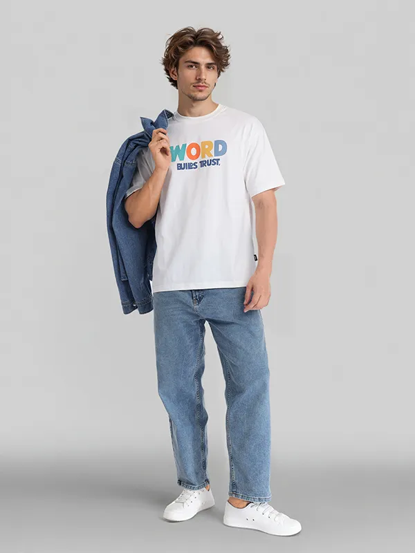 Highlander Men White Printed Round Neck T-Shirt