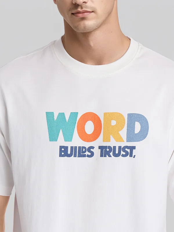 Highlander Men White Printed Round Neck T-Shirt