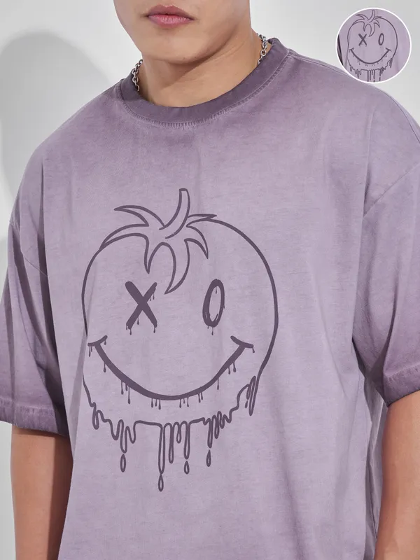 Men Printed Round Neck Oversized Fit T-Shirt