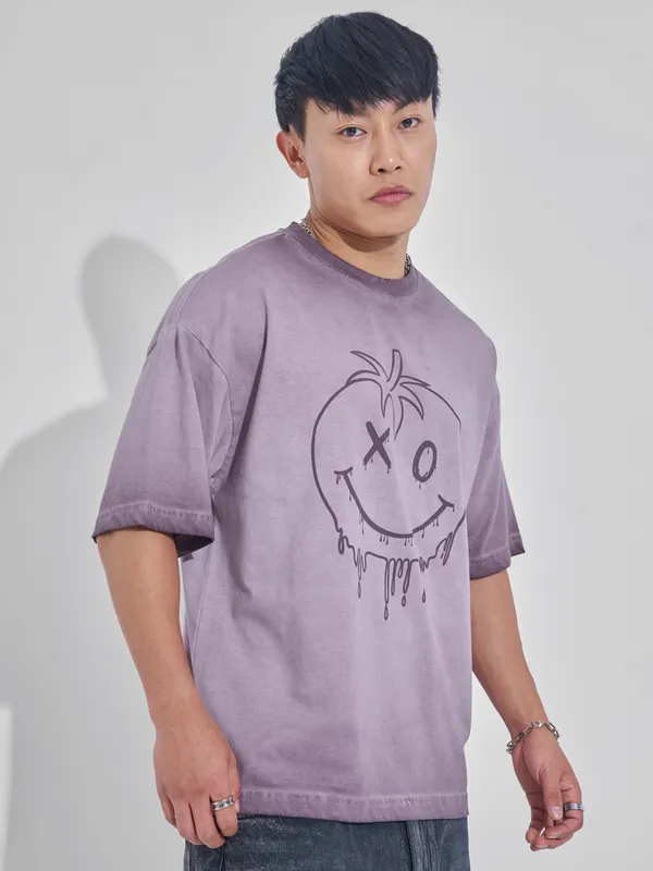 Men Printed Round Neck Oversized Fit T-Shirt