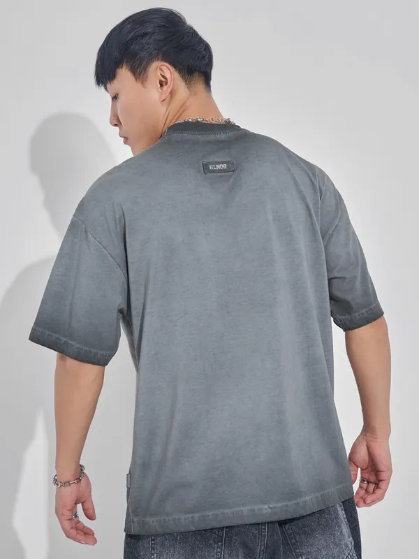 Men Printed Round Neck Oversized Fit T-Shirt