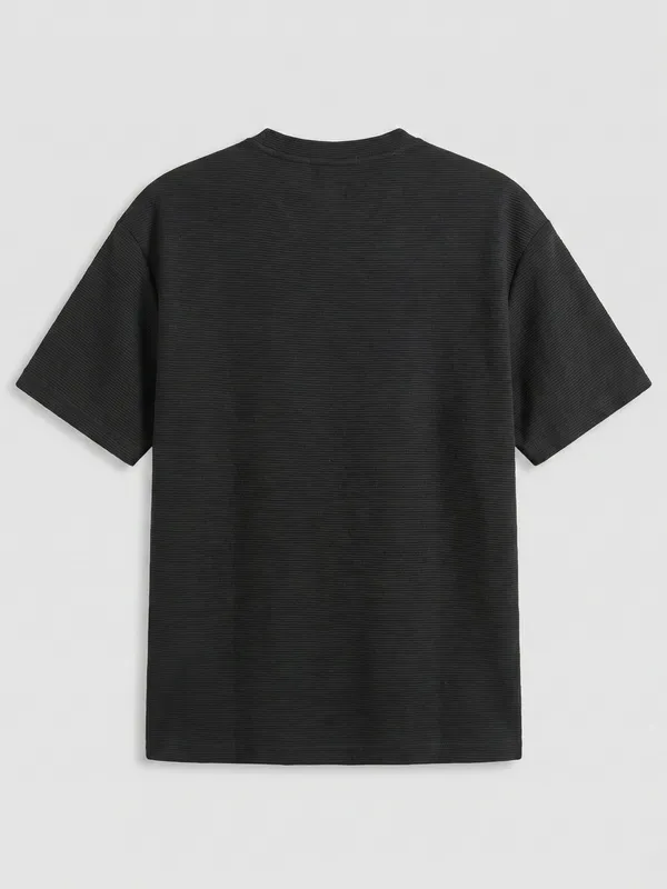 Highlander Men Black Printed Round Neck Oversized Fit T-Shirt