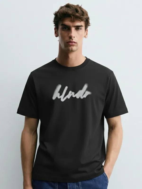 Highlander Men Black Printed Round Neck T-Shirt