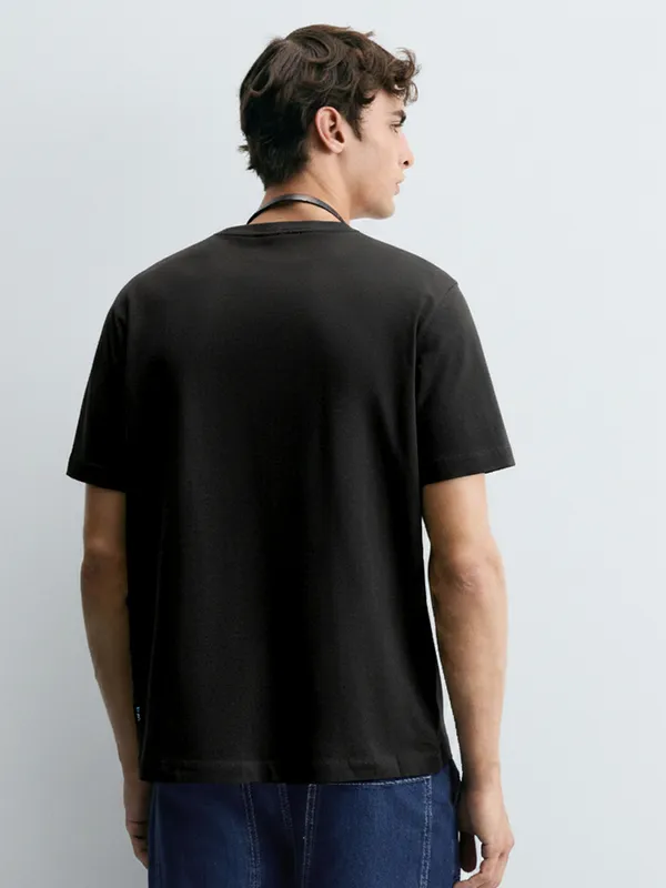 Highlander Men Black Printed Round Neck T-Shirt