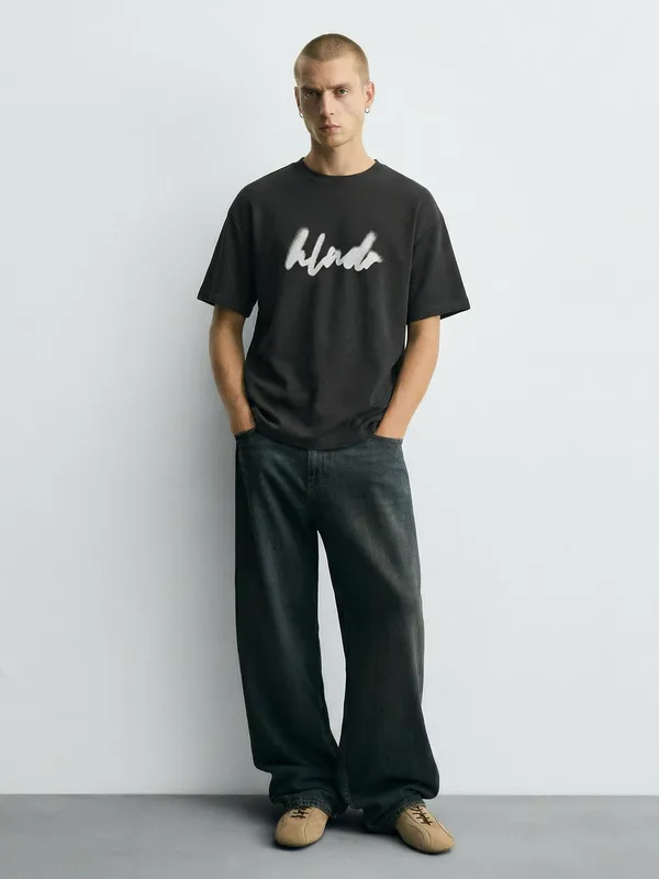 Highlander Men Black Printed Round Neck T-Shirt