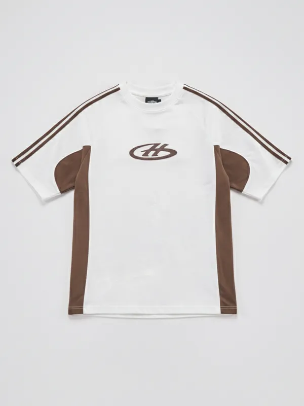 Highlander Men White Colourblocked Round Neck T-Shirt