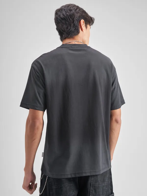 Highlander Men Black Printed Round Neck T-Shirt