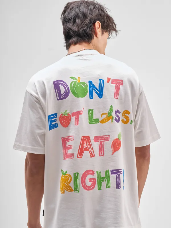 Highlander Men White Printed Round Neck T-Shirt