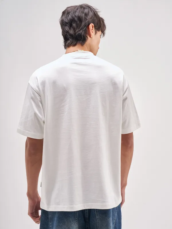 Highlander Men White Printed Round Neck T-Shirt