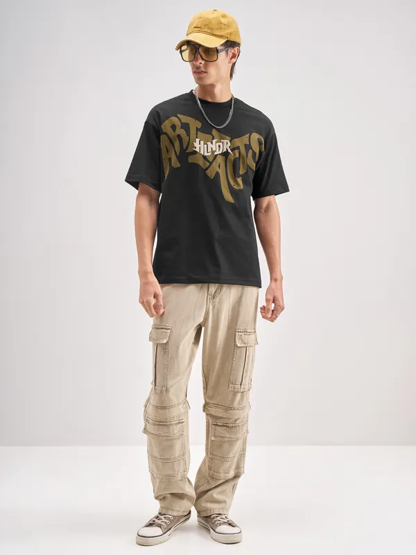 Highlander Men Black Printed Round Neck T-Shirt