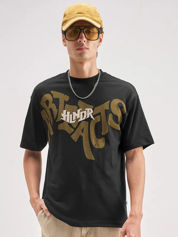 Highlander Men Black Printed Round Neck T-Shirt