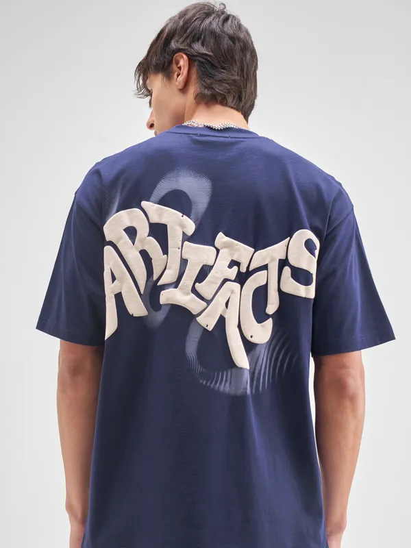 Highlander Men Blue Printed Round Neck T-Shirt