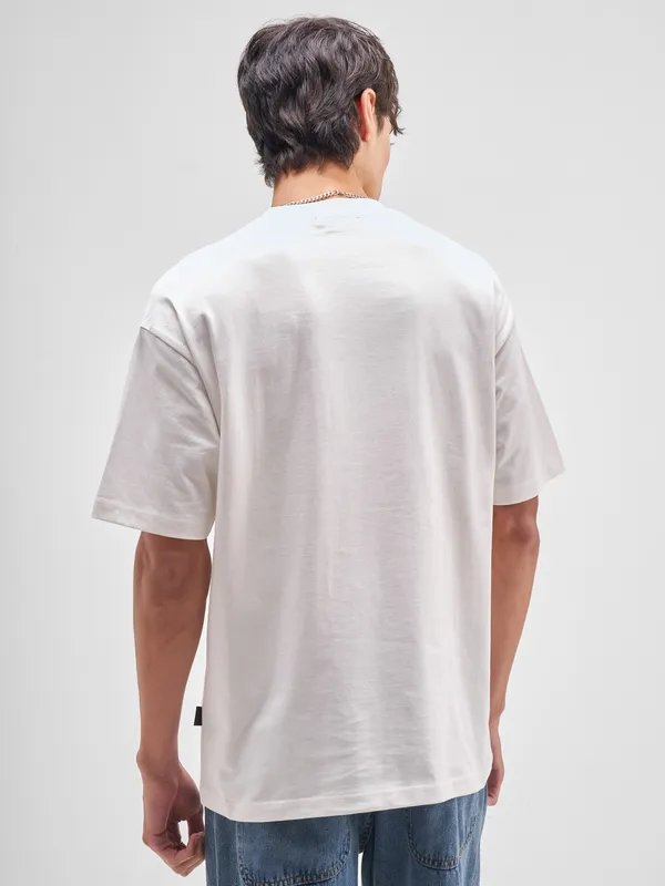 Highlander Men White Printed Round Neck T-Shirt