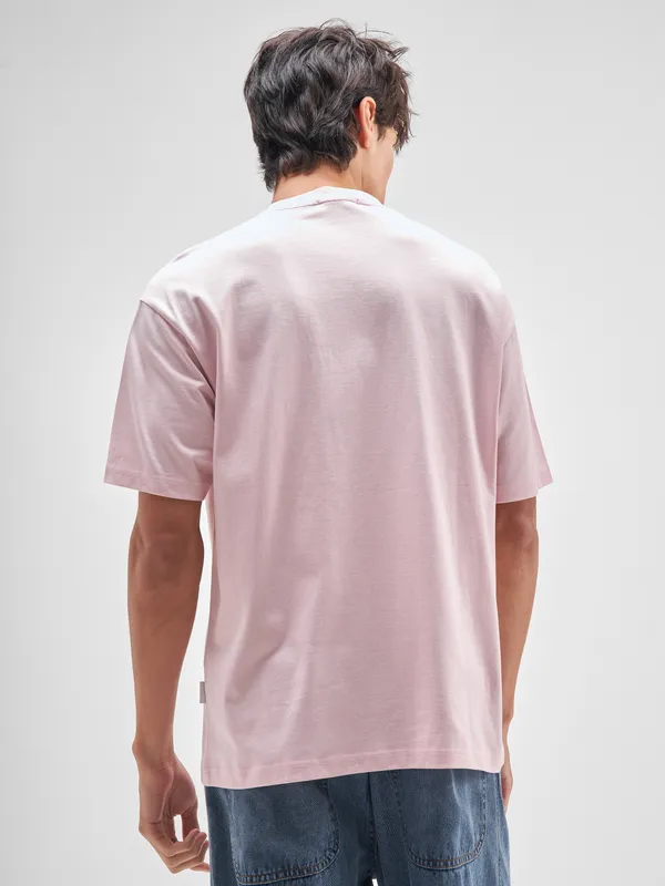 Highlander Men Pink Printed Round Neck T-Shirt