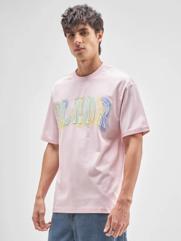 Highlander Men Pink Printed Round Neck T-Shirt