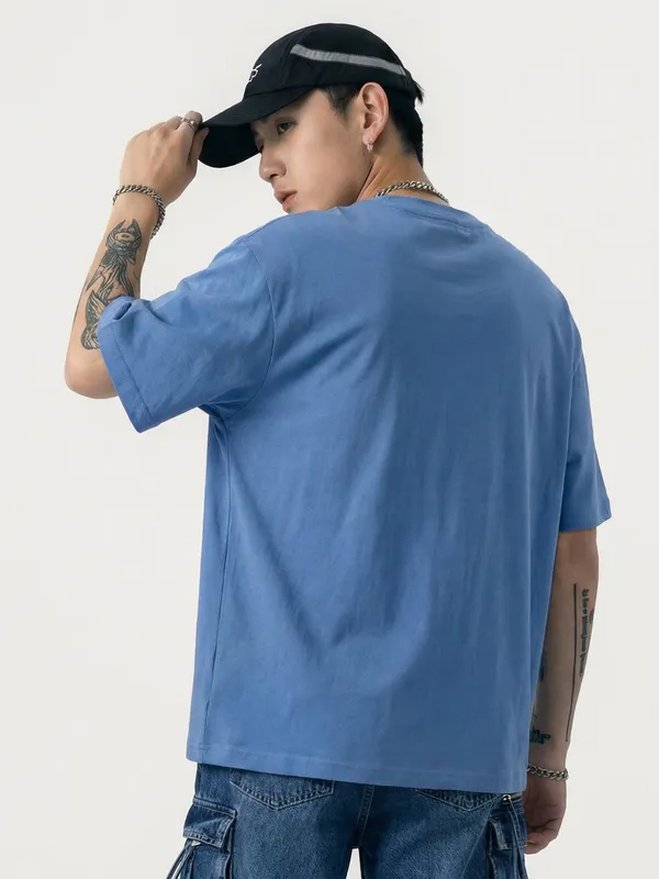 Highlander Men Blue Printed Round Neck T-Shirt