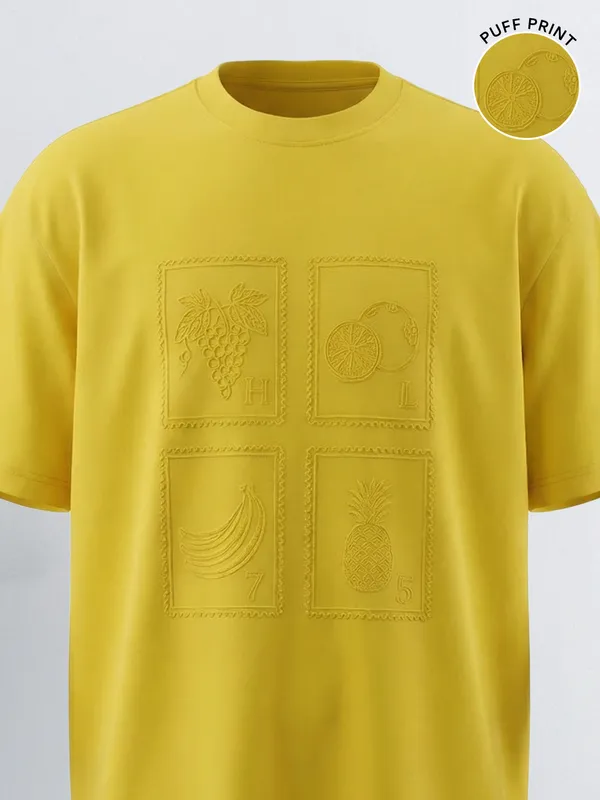 Highlander Men Yellow Printed Round Neck T-Shirt