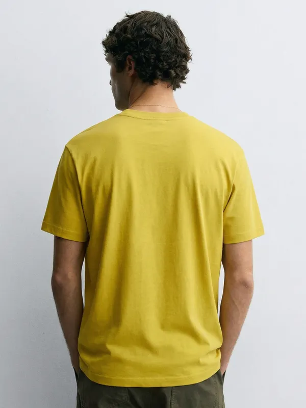 Highlander Men Yellow Printed Round Neck T-Shirt