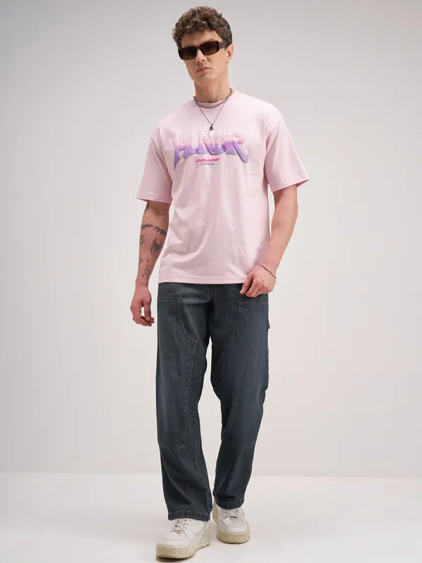 Highlander Men Pink Printed Round Neck T-Shirt