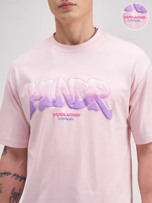Highlander Men Pink Printed Round Neck T-Shirt
