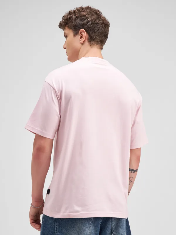Highlander Men Pink Printed Round Neck T-Shirt