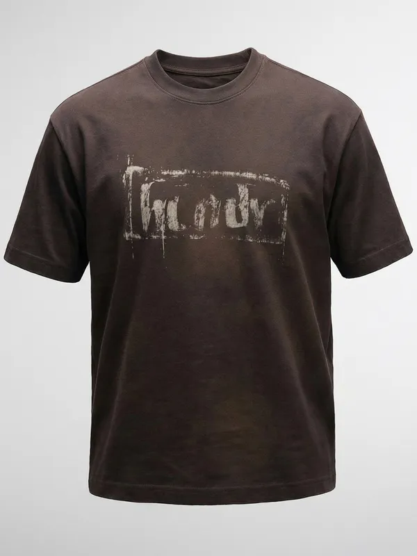 Highlander Men Brown Printed Round Neck T-Shirt