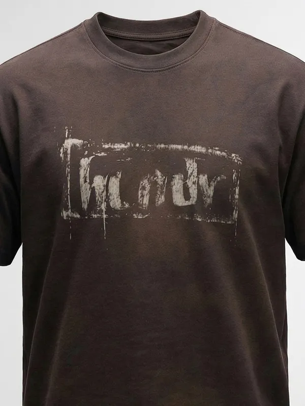 Highlander Men Brown Printed Round Neck T-Shirt