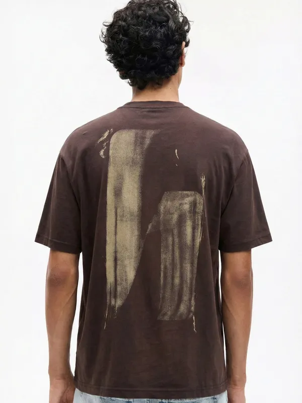 Highlander Men Brown Printed Round Neck T-Shirt