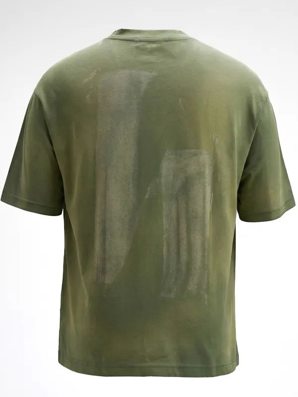 Highlander Men Olive Printed Round Neck T-Shirt