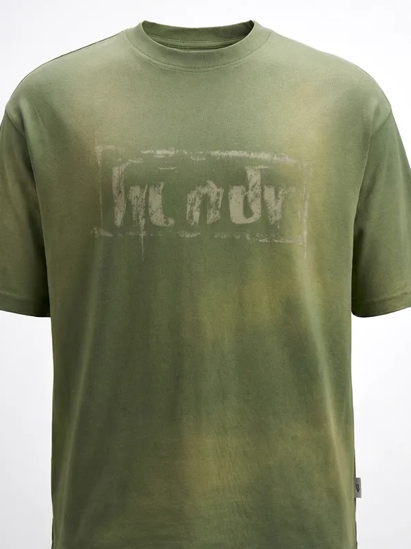 Highlander Men Olive Printed Round Neck T-Shirt