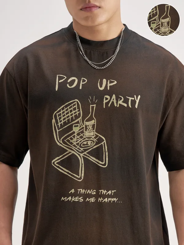 Highlander Men Black Printed Round Neck T-Shirt