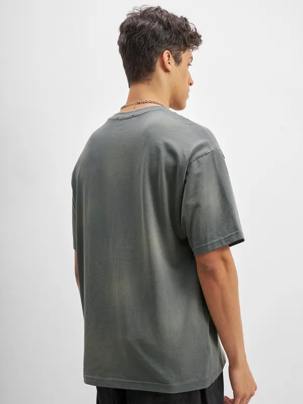 Highlander Men Grey Printed Round Neck T-Shirt